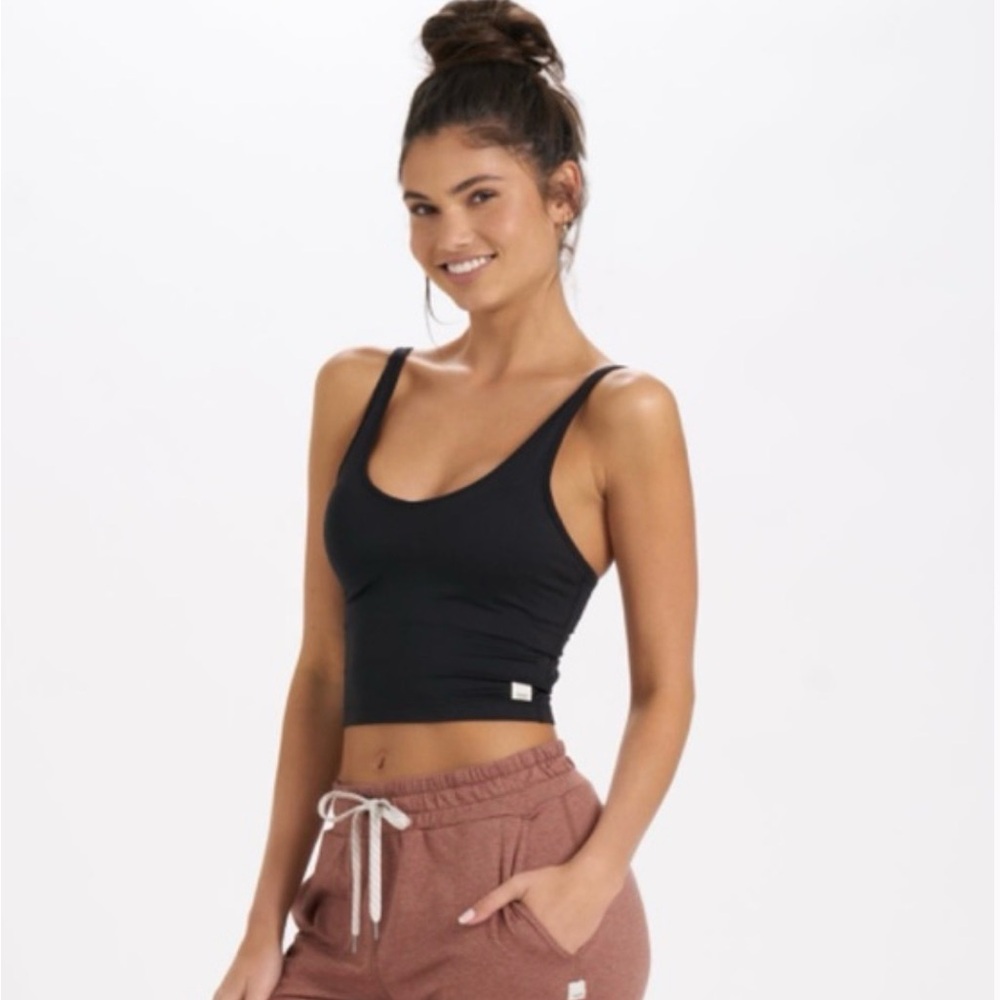 Vuori Halo Performance Crop Top Black Heather Size Small